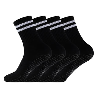 Ladies 4pk Bamboo Yoga/Pilates Black Ankle Socks